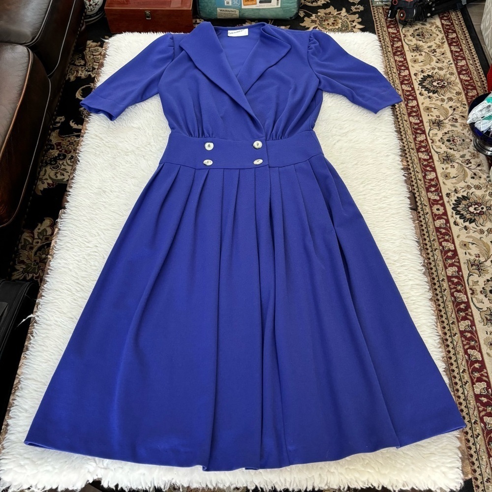 Brenner Vintage Elegant Blue Women's Dress size Medium - Picture 14 of 16